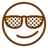 A brown smiling face wearing sunglasses.